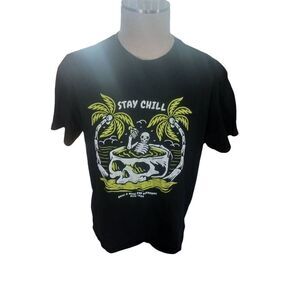 Stay chill beach skeleton tee Short sleeve public district large unisex